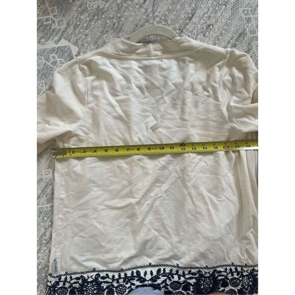 Lucky Brand Open Front Cardigan 100% Cotton Blue White Floral Waterfall  Small - Picture 6 of 6